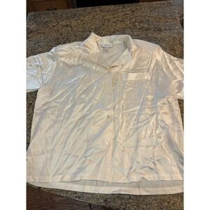 Vtg Nordstrom Lingerie 100% Silk Top Shirt Short Sleeve Button Down Blouse M